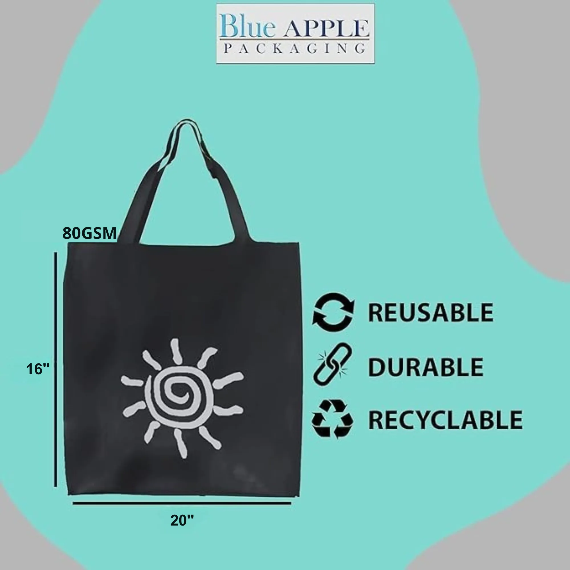 13X5X13 5 BG Inch Take Out Bags 80GSM Reusable Grocery Bags NWPP
