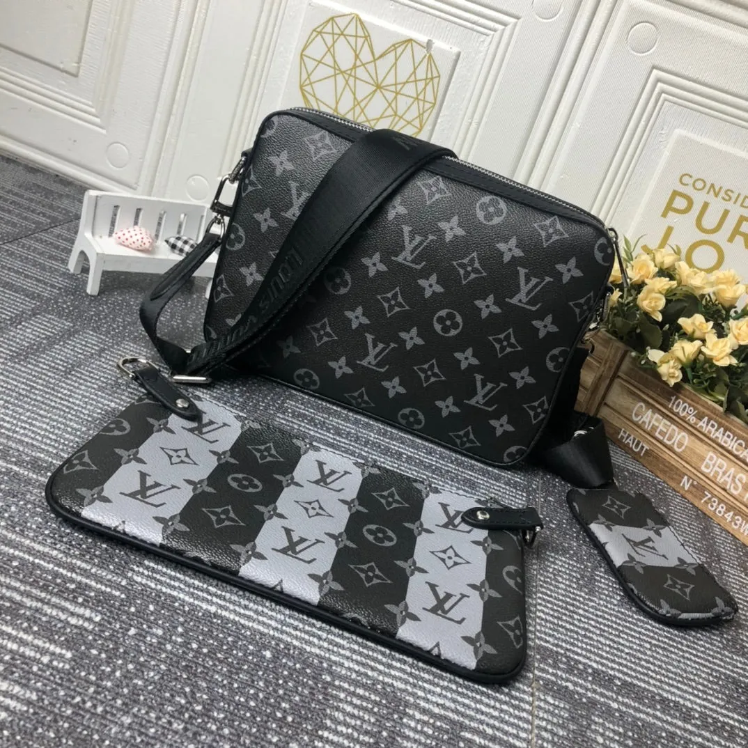 2 Color Patchwork tone three pieces crossbody bag