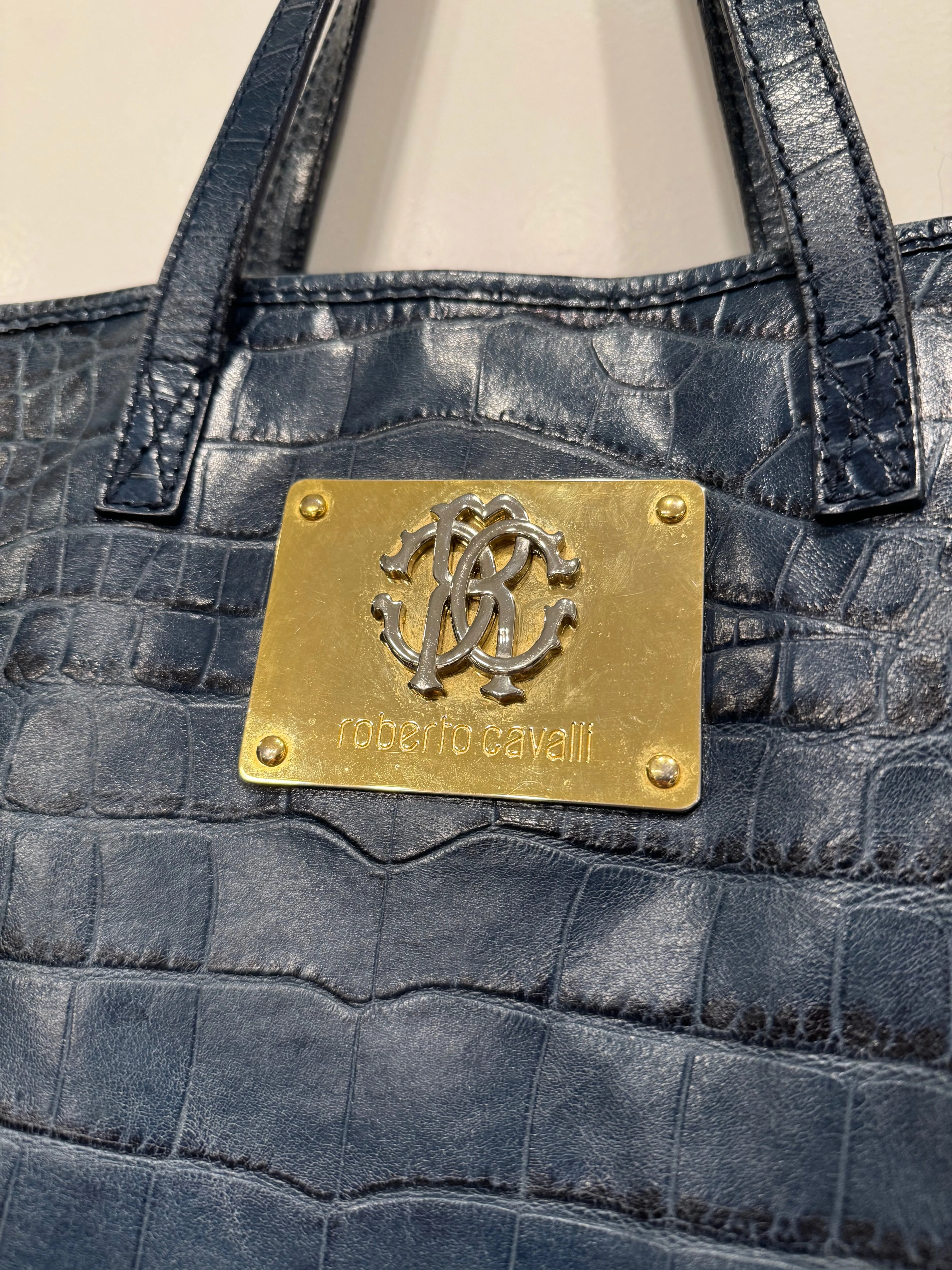 2000s Roberto Cavalli crocodile print bag