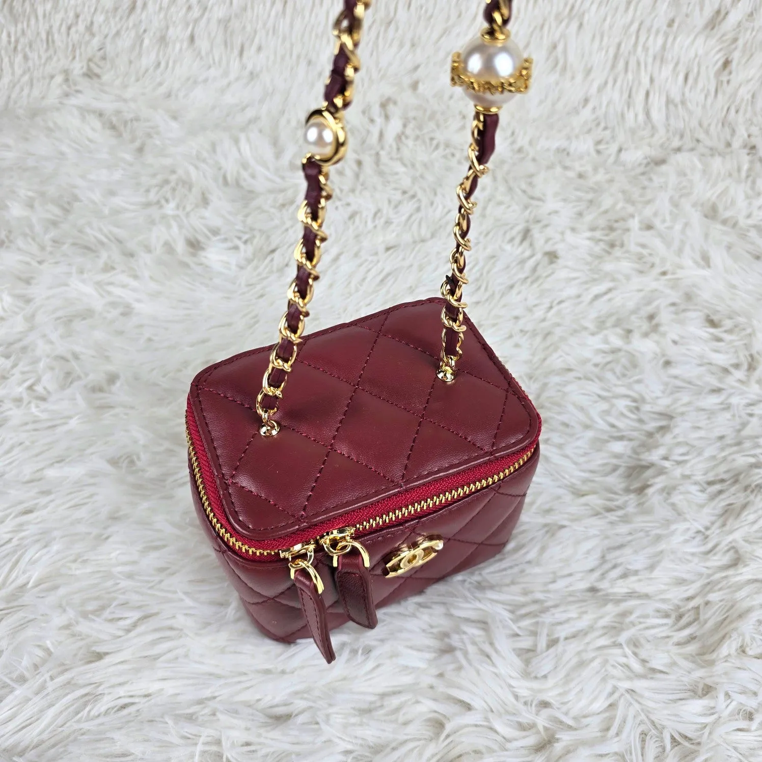 3 Color - Pearl - EmbellishedQuilted Vanity Small Crossbody