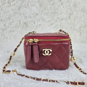 3 Color - Pearl - EmbellishedQuilted Vanity Small Crossbody