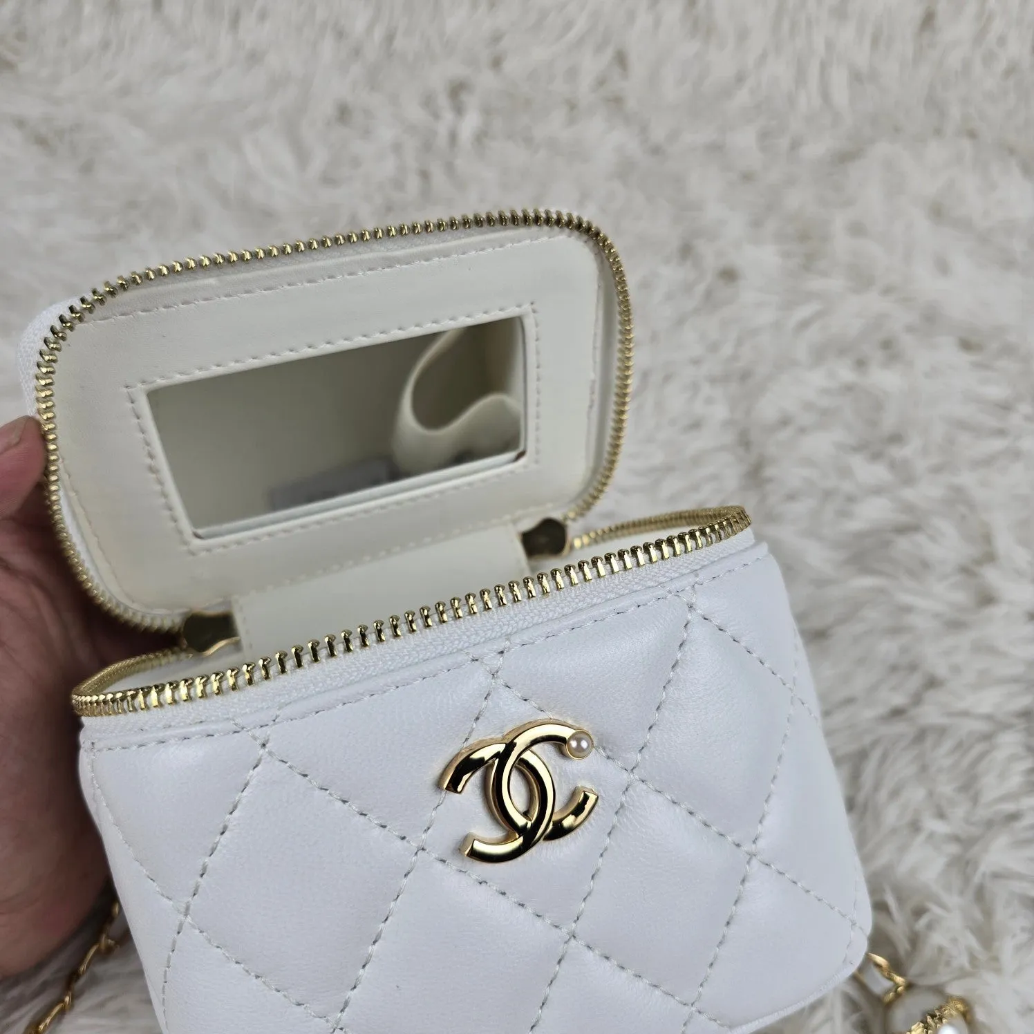 3 Color - Pearl - EmbellishedQuilted Vanity Small Crossbody
