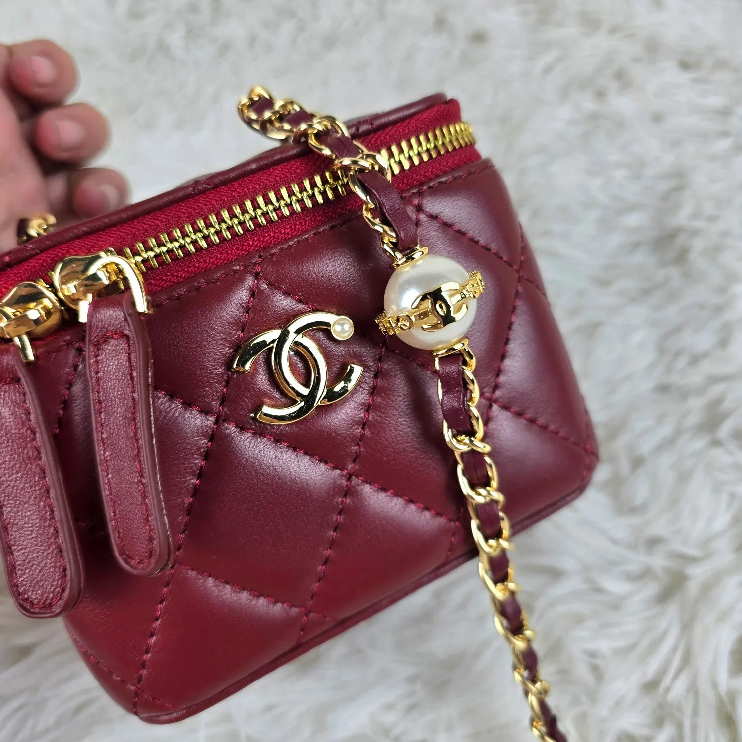 3 Color - Pearl - EmbellishedQuilted Vanity Small Crossbody