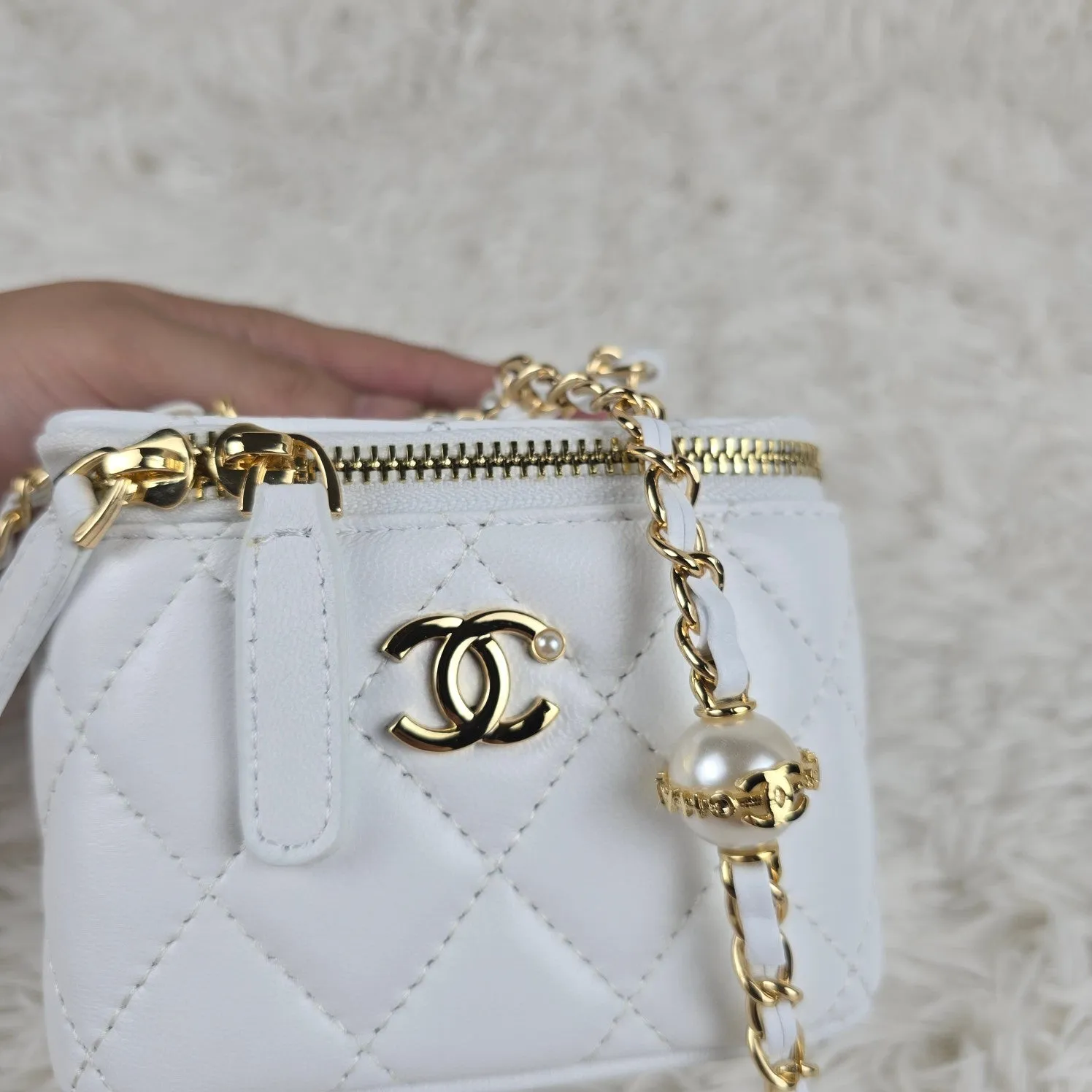 3 Color - Pearl - EmbellishedQuilted Vanity Small Crossbody
