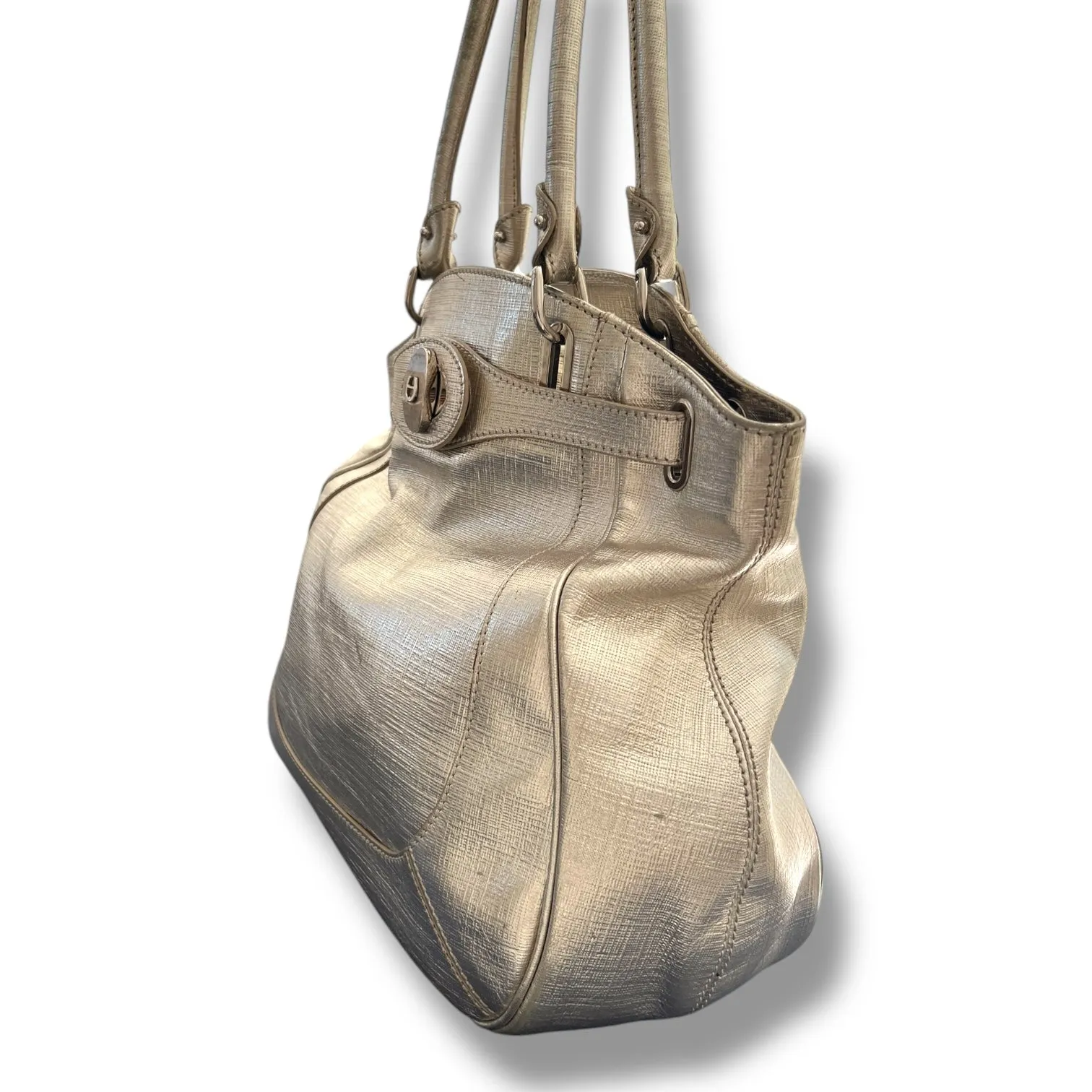 Aigner Champagne Gold Structured Tote