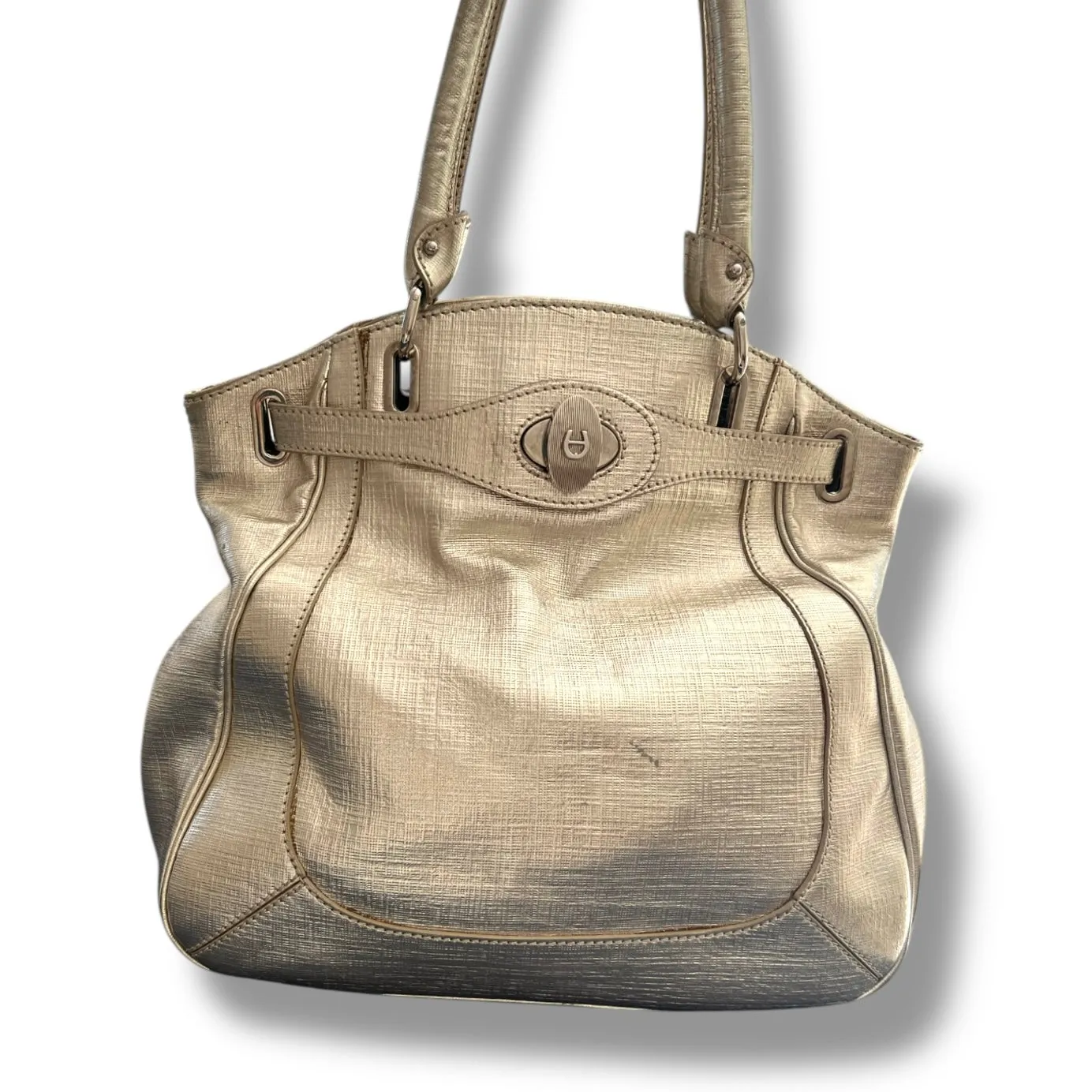 Aigner Champagne Gold Structured Tote