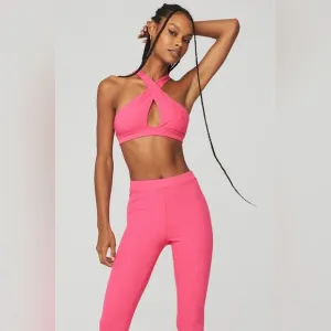 Alo Yoga Ribbed Destination Bra 🩷 Pink Fuchsia M