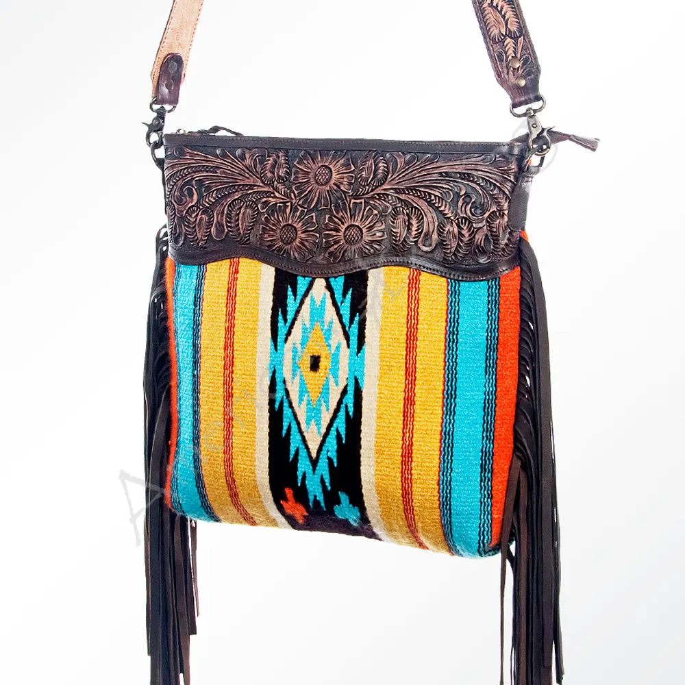 American Darling ADBGZ170R Crossbody Hand Tooled Saddle Blanket Genuine Leather Women Bag Western Handbag Purse