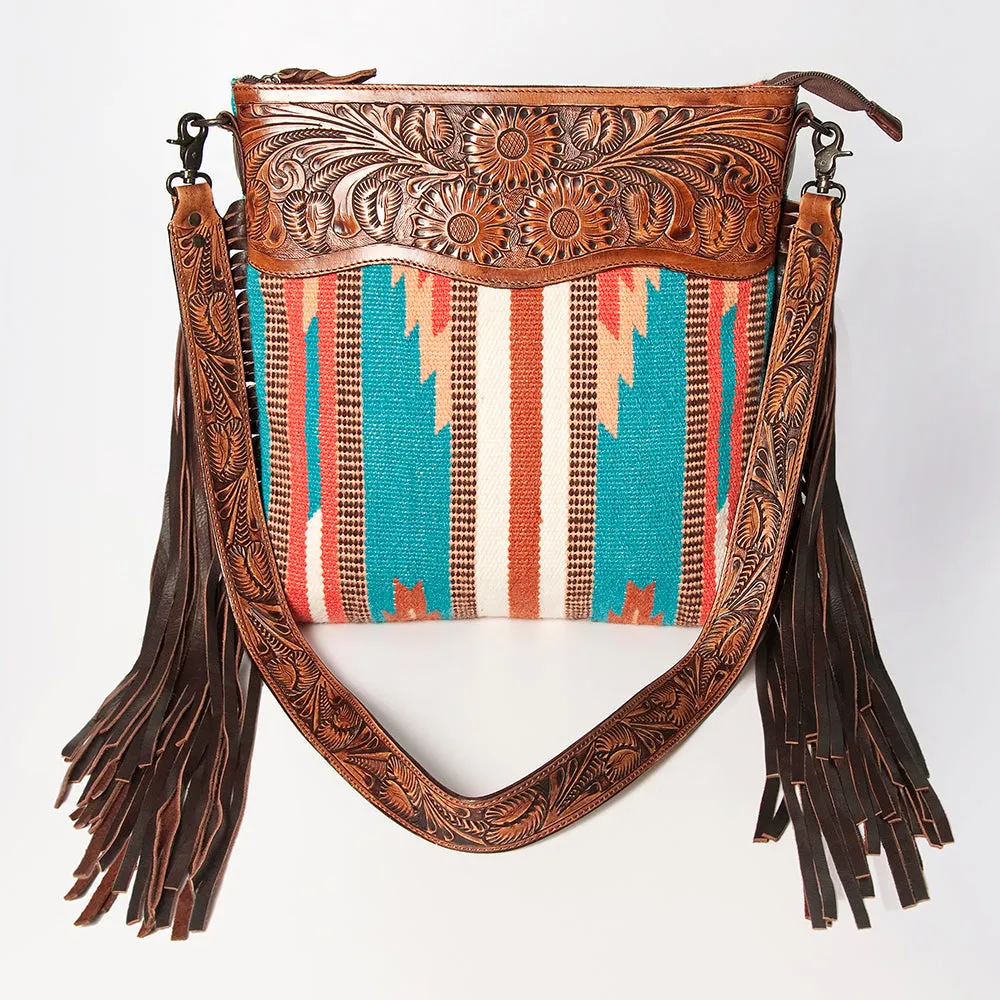 American Darling ADBGZ574A Signature Crossbody Hand Tooled Saddle Blanket Genuine Leather women bag western handbag purse