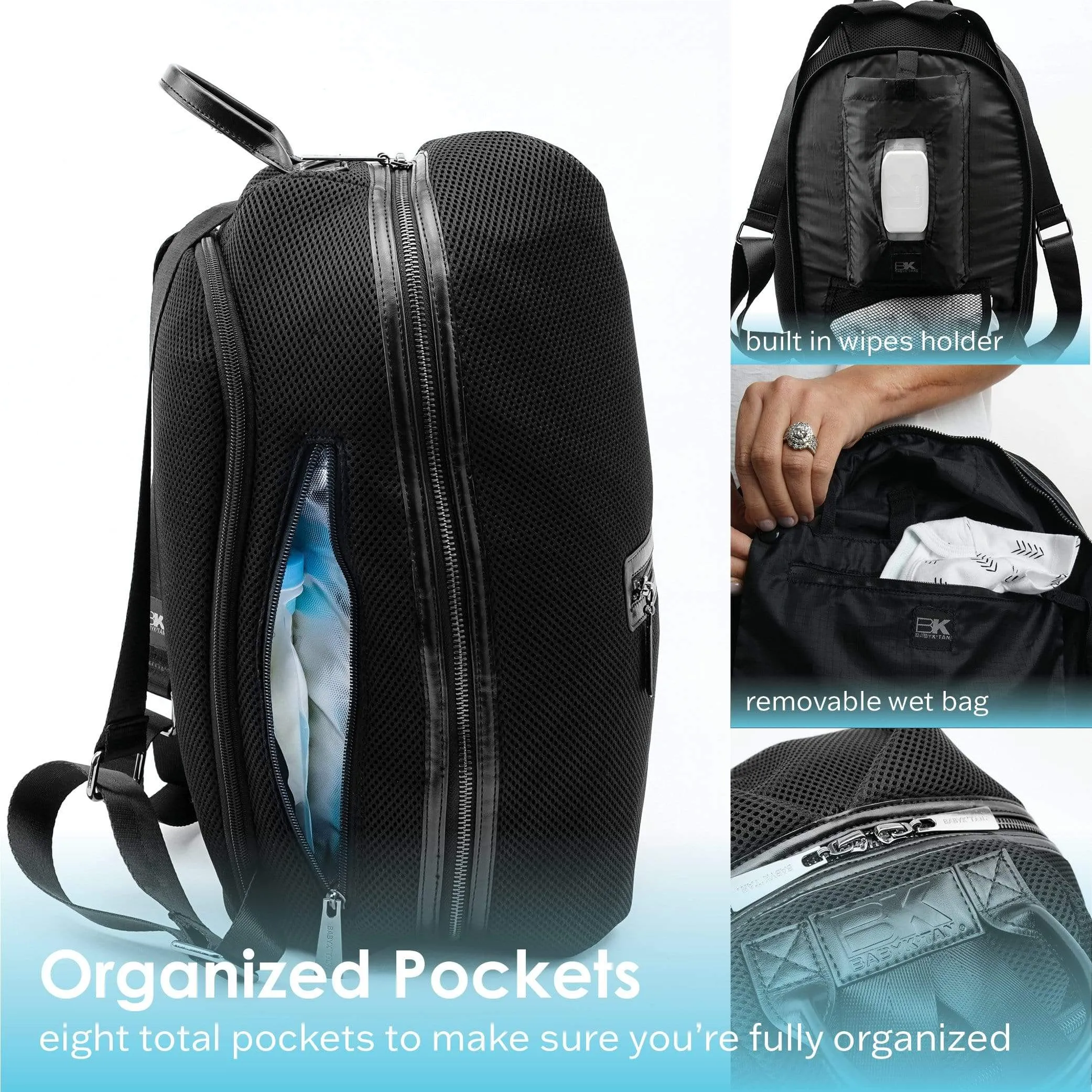 Baby K'tan Sojourn Backpack Diaper Bag | Mesh Black