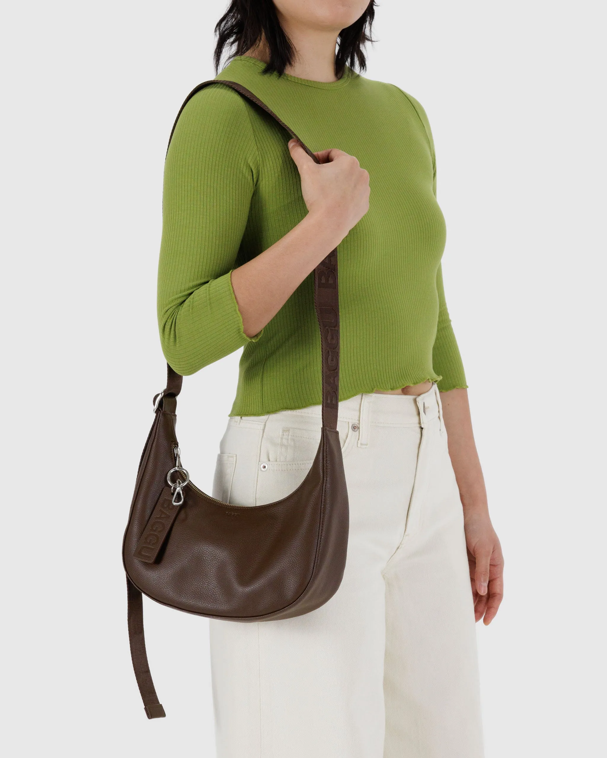 Baggu Small Recycled Leather Crescent Bag - Brown