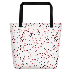 Beach Bag - Hearts In White