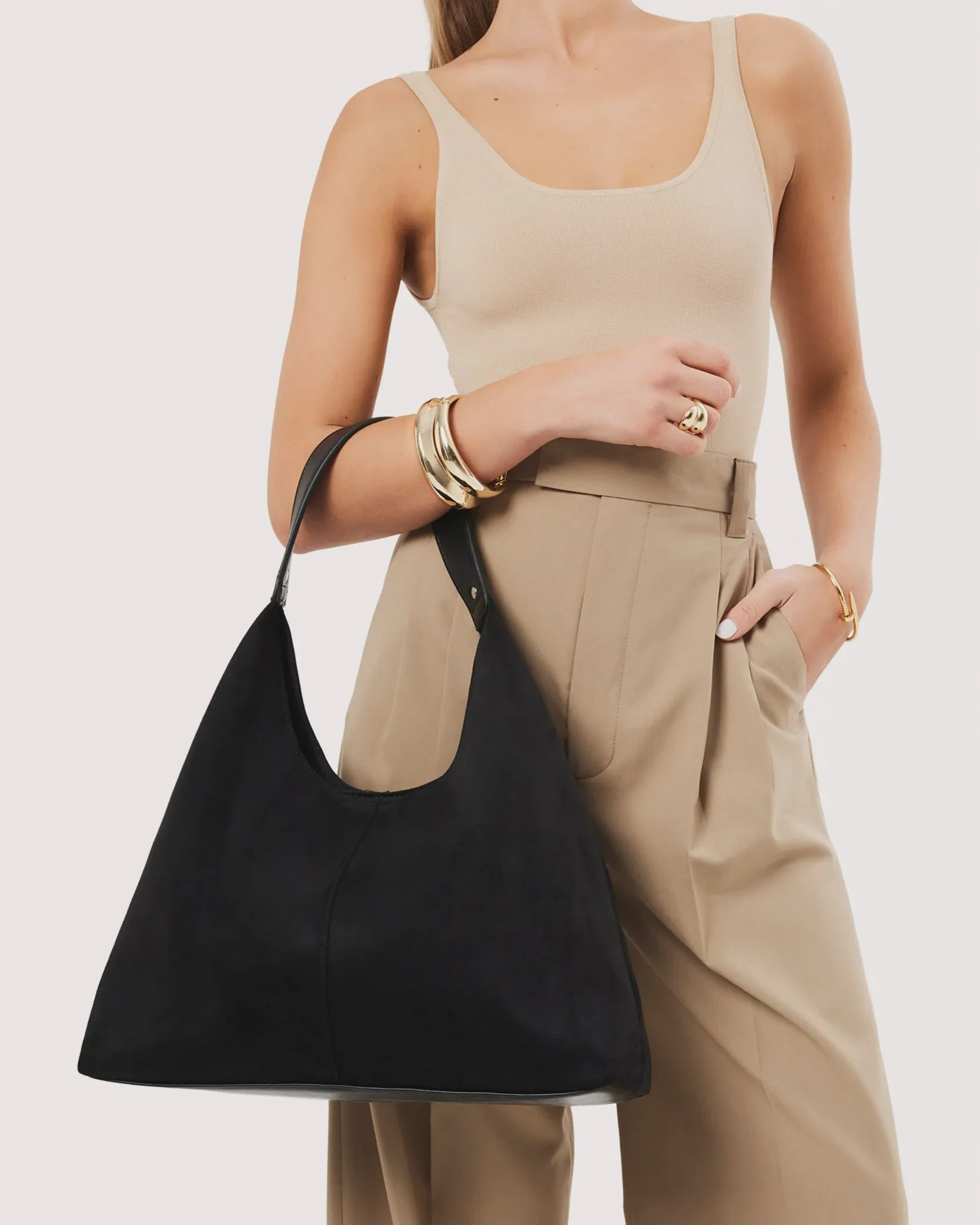 Billini Tammy Shoulder Bag - Black Suede