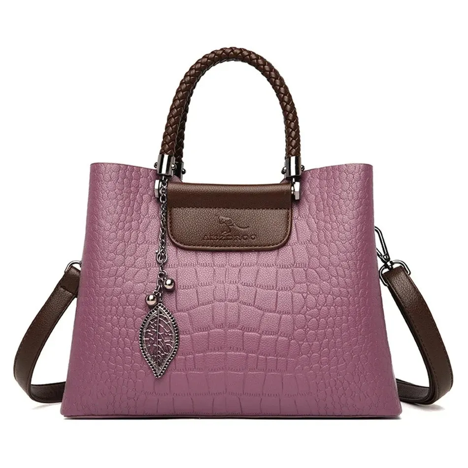 Brand Genuine Leather Handbags Luxury 3 Layers Alligator Crossbody Bag for Women