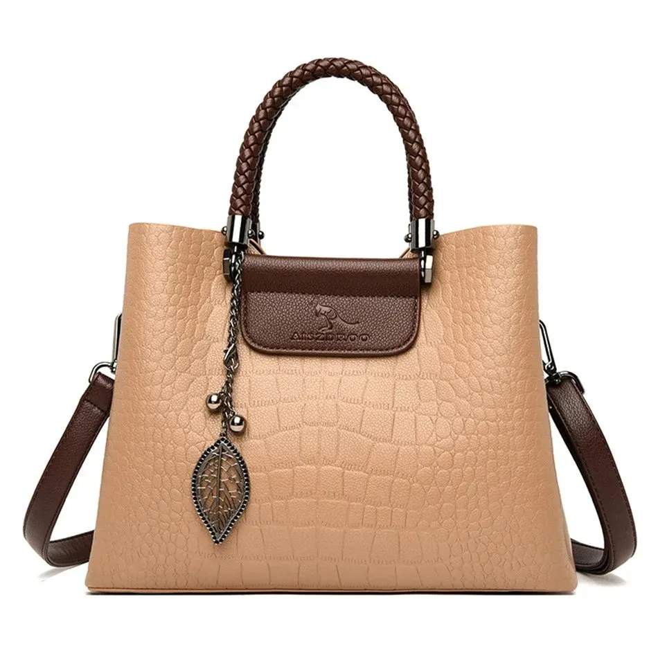 Brand Genuine Leather Handbags Luxury 3 Layers Alligator Crossbody Bag for Women
