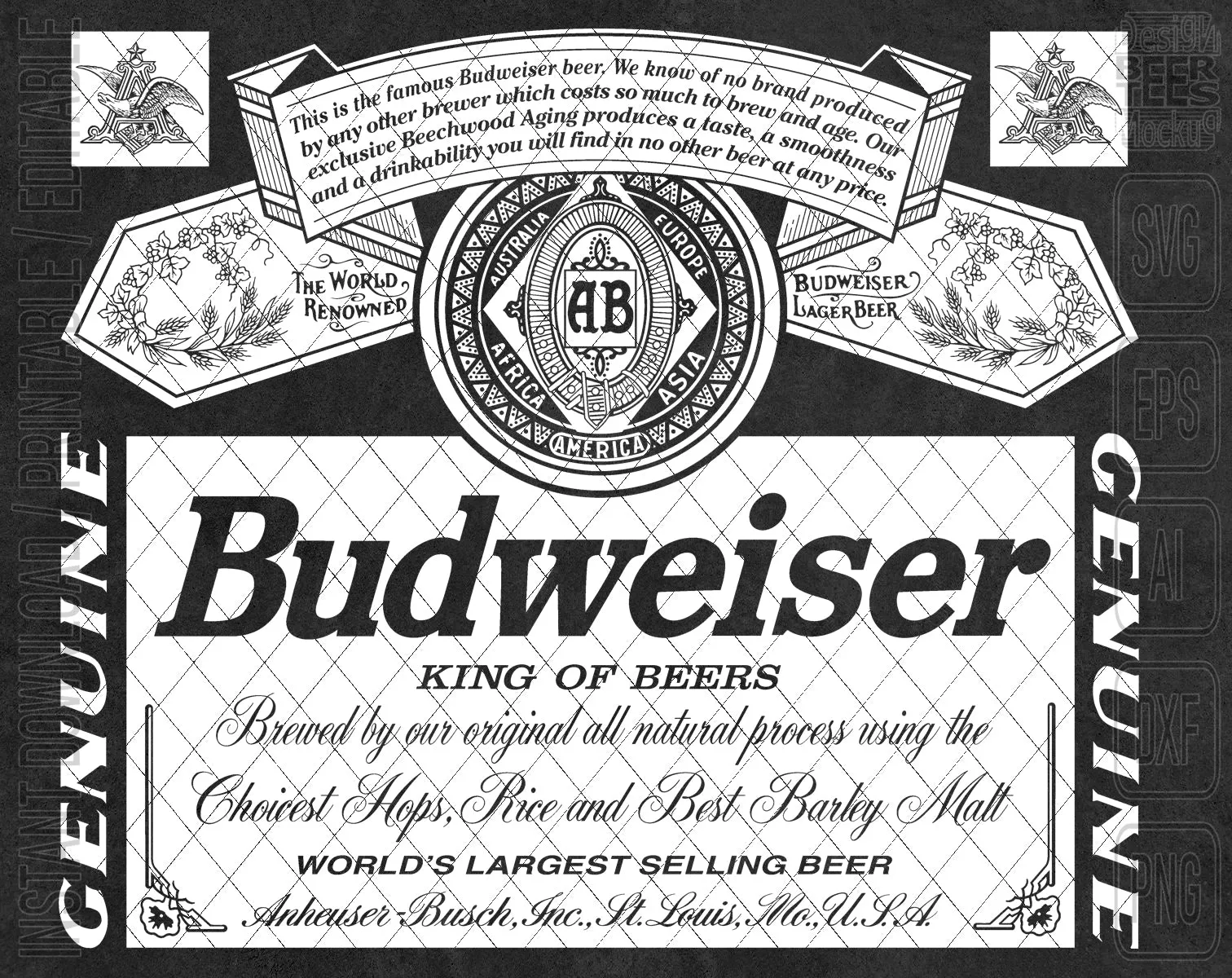 Budweiser Beer Logo Inspired Unofficial Can Tumbler Wrap SVG PNG EPS AI Digital Cut Files Editable Printable