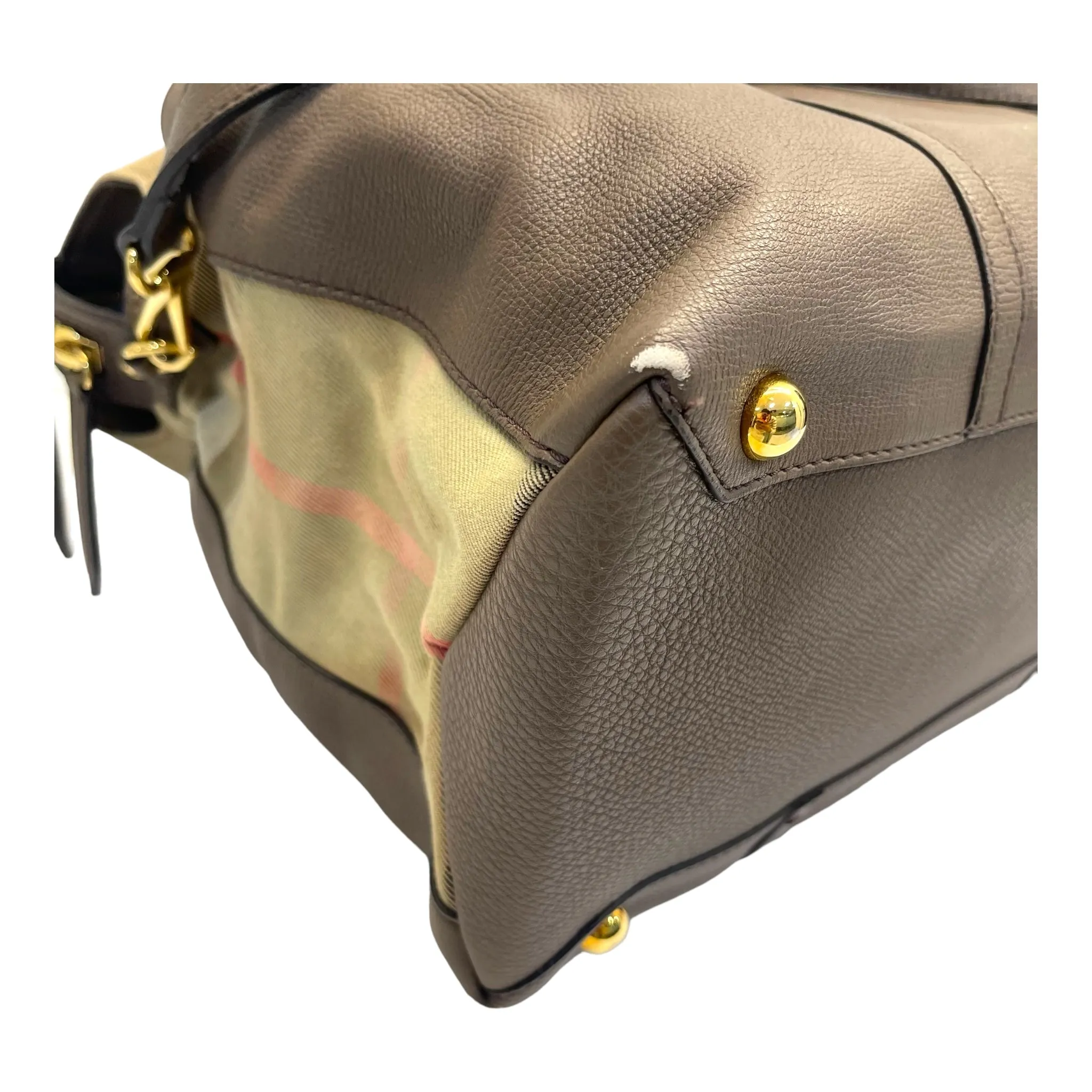 Burberry Mason House Check Canvas And Leather Diaper Tote Bag