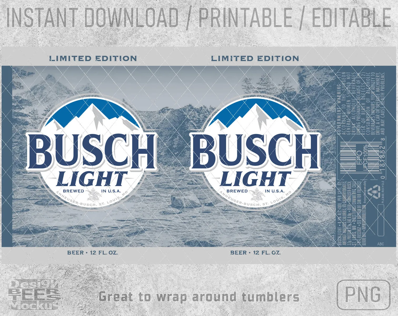 Busch Light Latte Beer Inspired Unofficial Logo Can Wrap Limited Edition Great to wrap around tumblers PNG File Printable