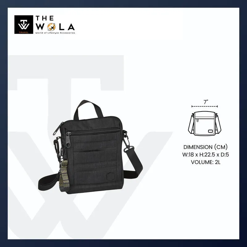Caterpillar (CAT) B. Holt Utility Bag - Two-Tone Black Shoulder Bag for Work & Travel