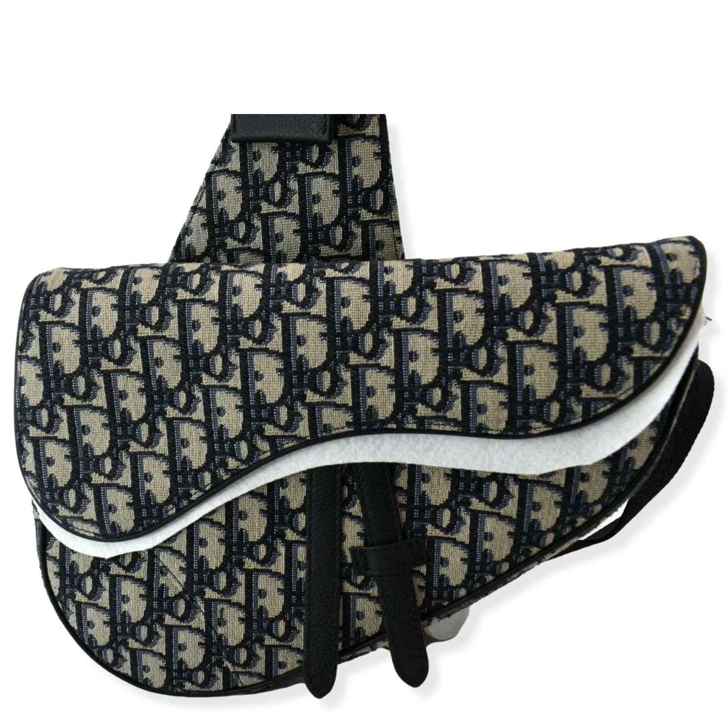 CHRISTIAN DIOR Saddle Oblique Jacquard Crossbody Bag Navy Grey