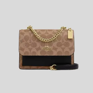 COACH Mini Klare Crossbody Bag In Signature Canvas Tan/Black RB-CW206