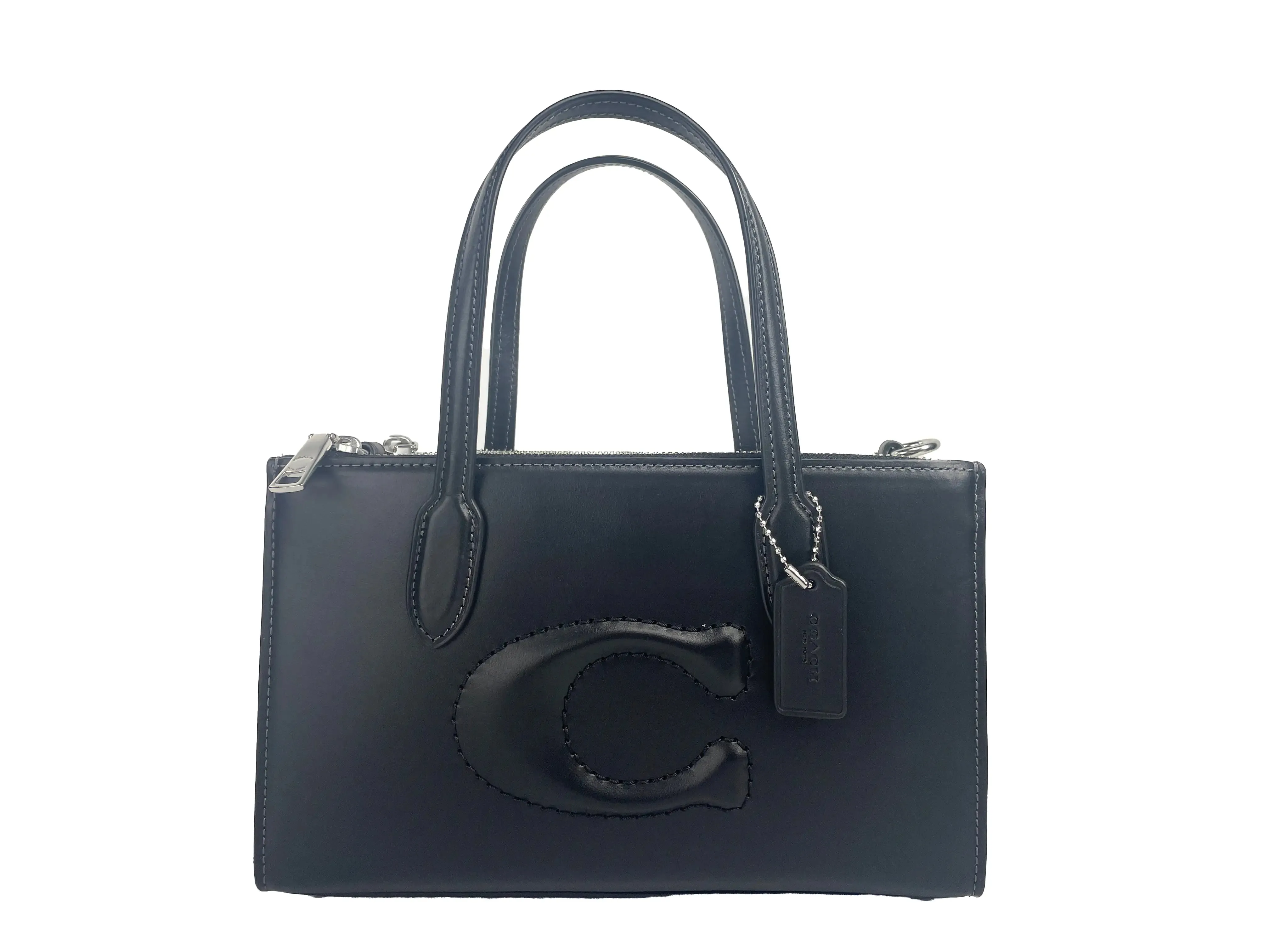 Coach Nina Small Crossbody Bag Purse in Black Leather with Adjustable Strap and Zip Closure