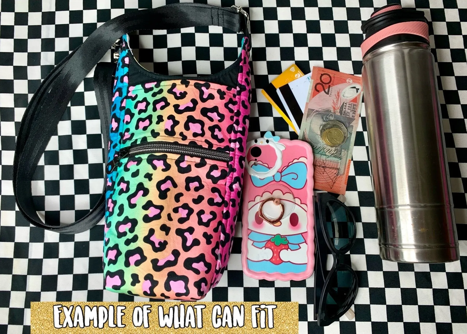 Coloured crayons drink bottle crossbody bag