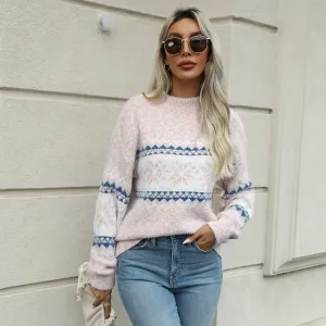 Cozy Hues Fair Isle Knit Long Sleeve Sweater