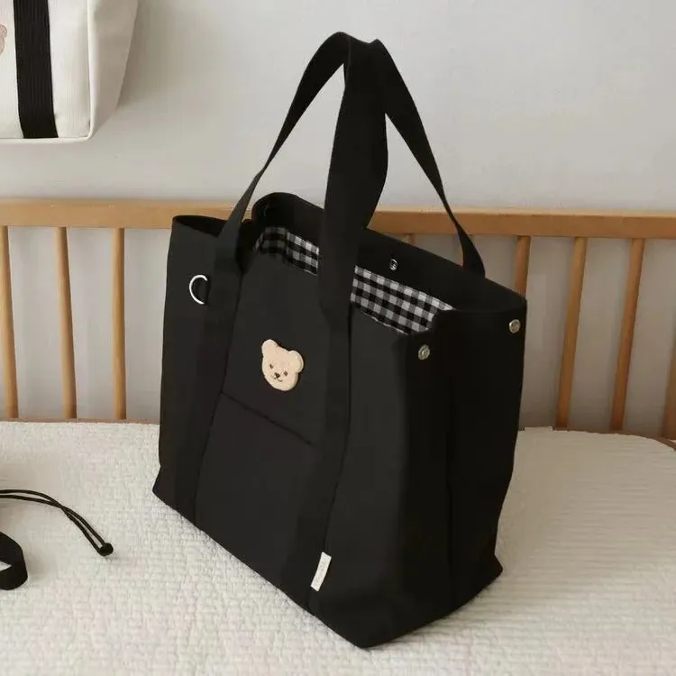 Cute Spacious Brown Bear Print Diaper Bag