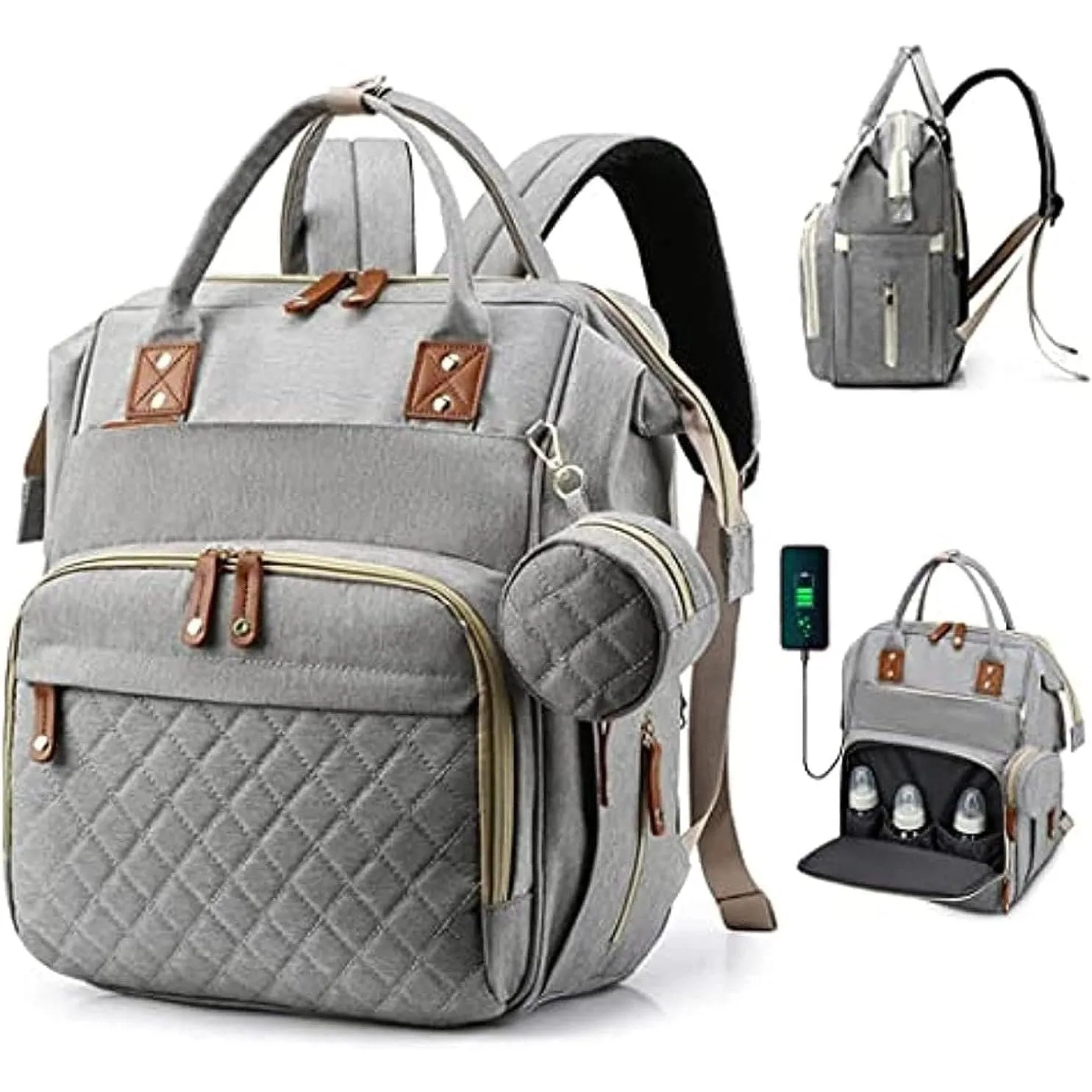 Diaper Backpack Bag Nappy Bags Large Capacity Maternity Bag with USB Charge Port new born Large Multifunction Travel Backpack changing bag for Mom and Dad