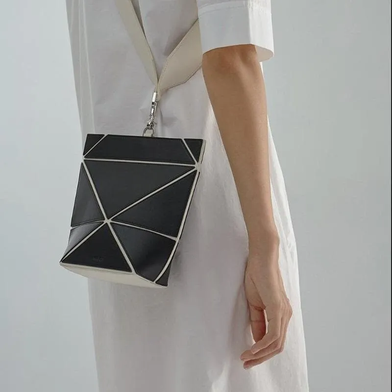 Facet Mini Foldable Shoulder Bag - Black / White