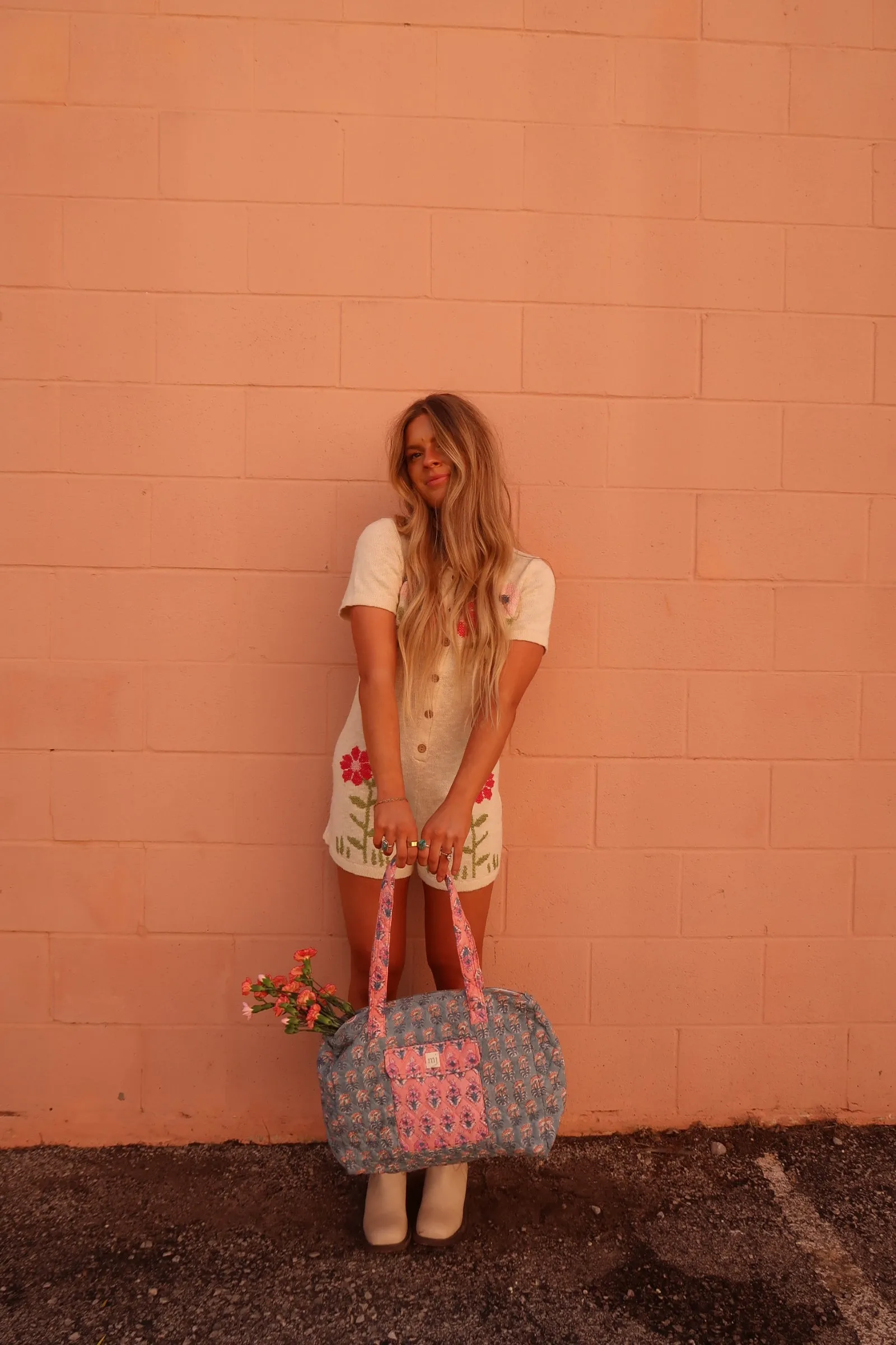 Flora Quilted Mini Duffle Bag