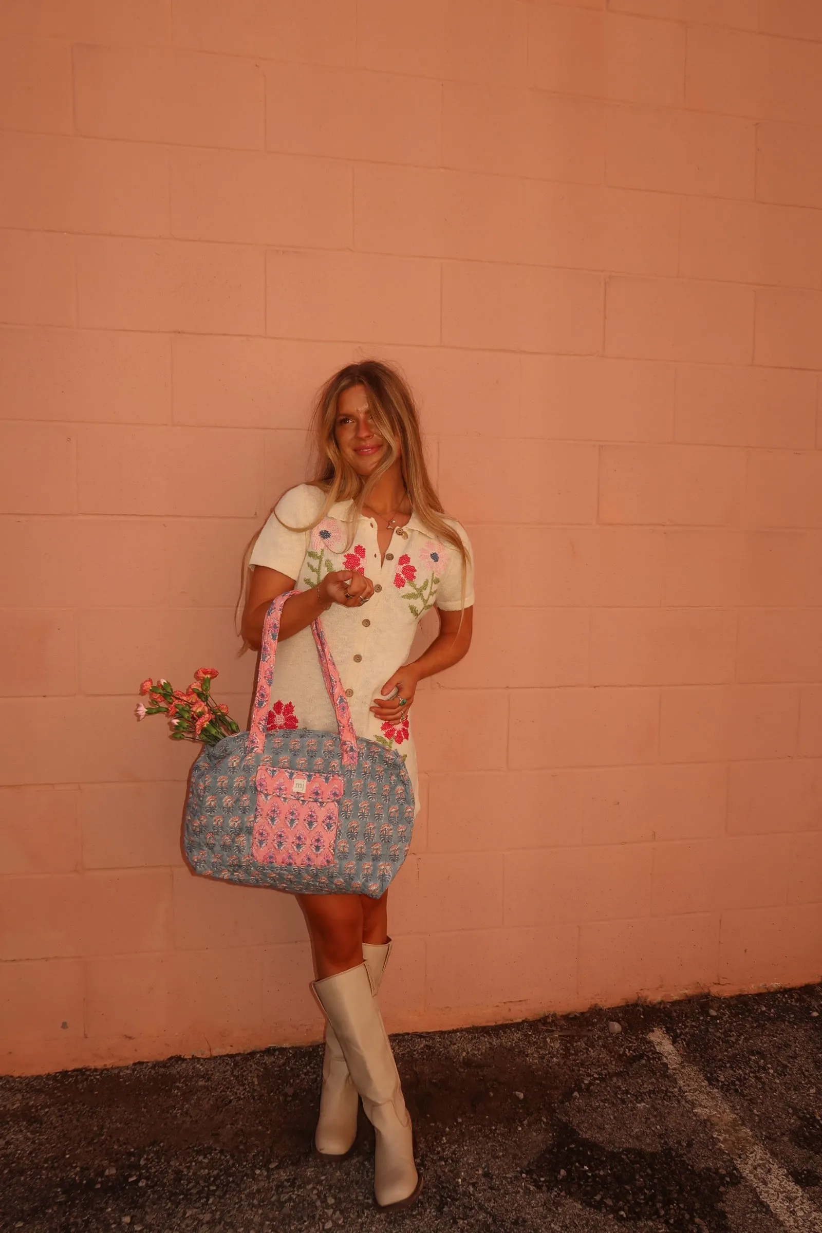 Flora Quilted Mini Duffle Bag