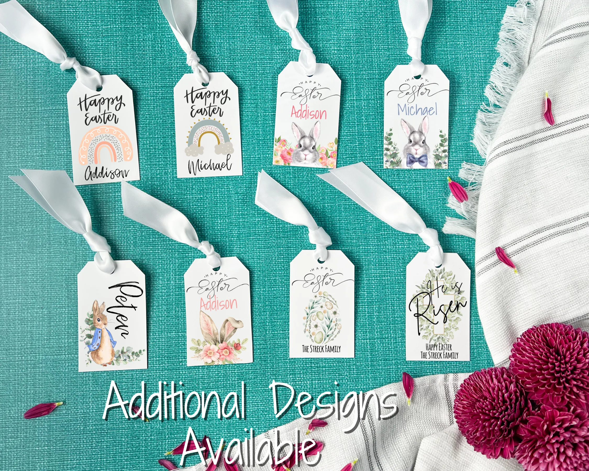 Floral Bunny Ear Easter Basket Gift Tag