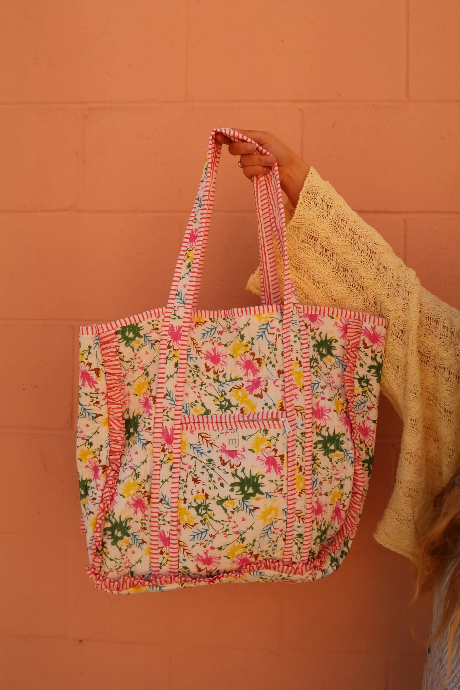Flossie Ruffle Quilted Tote Bag