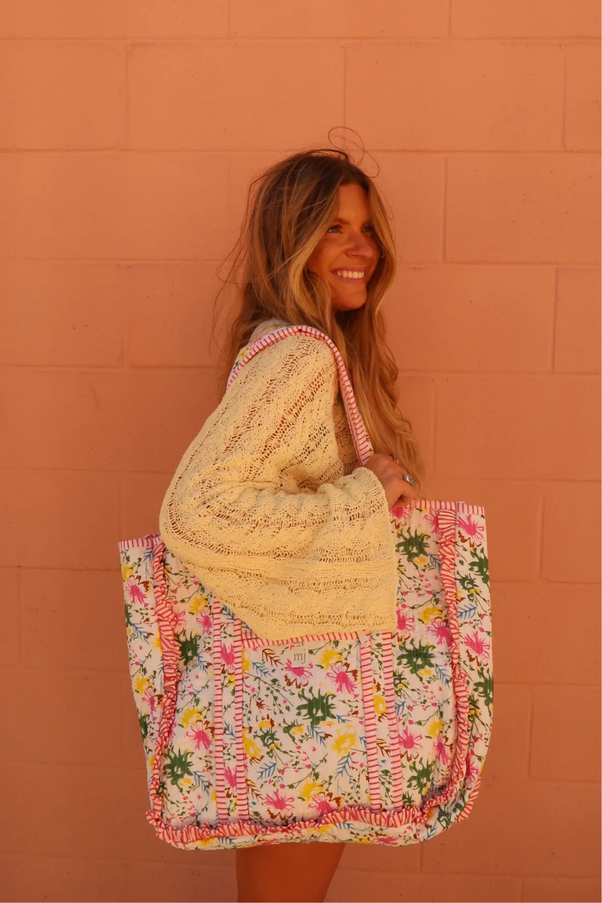 Flossie Ruffle Quilted Tote Bag