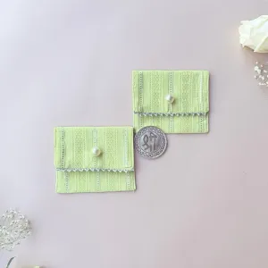 Green & Silver-Striped Coin Pouches (Set of 2)