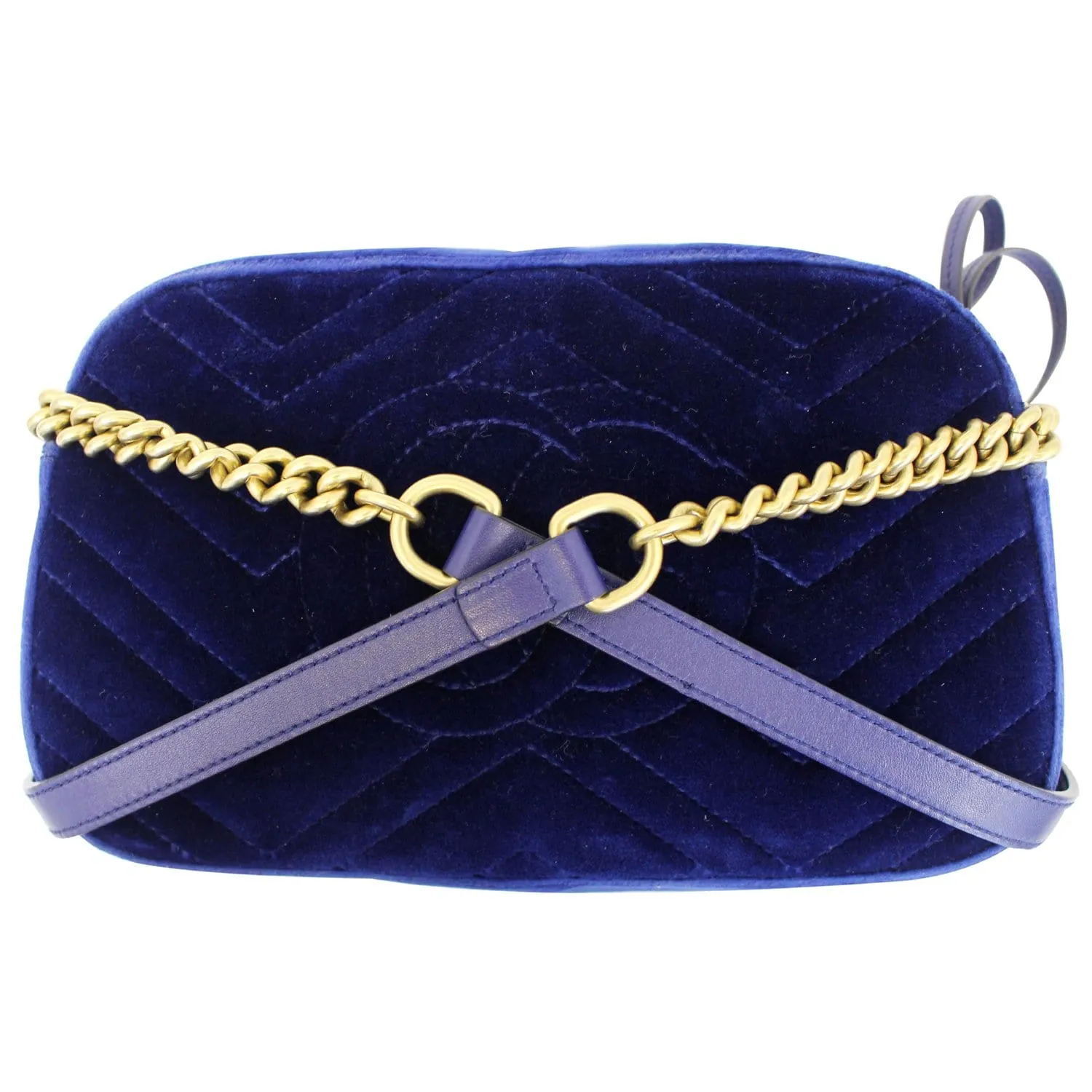 GUCCI GG Marmont Velvet Small Crossbody Bag Cobalt Blue 447632