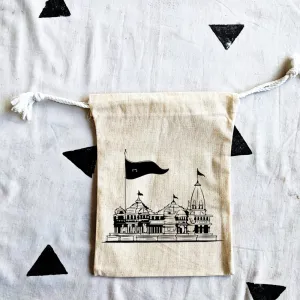Handmakers Canvas white potli bags for Ram mandir Bhog, Prasad