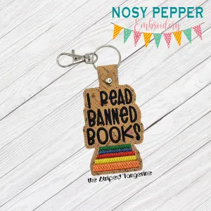 I Read Banned Books snap tab machine embroidery design (single & multi files included) DIGITAL DOWNLOAD