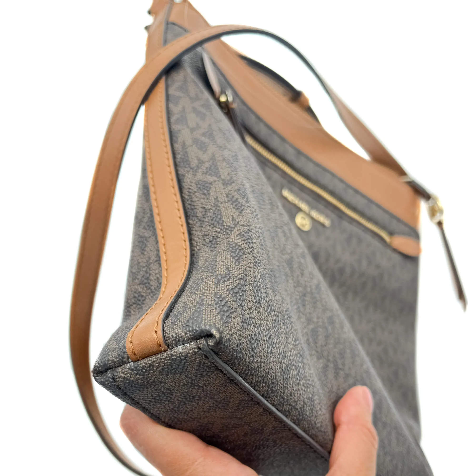 Jet Set Charm Brown Canvas Bag