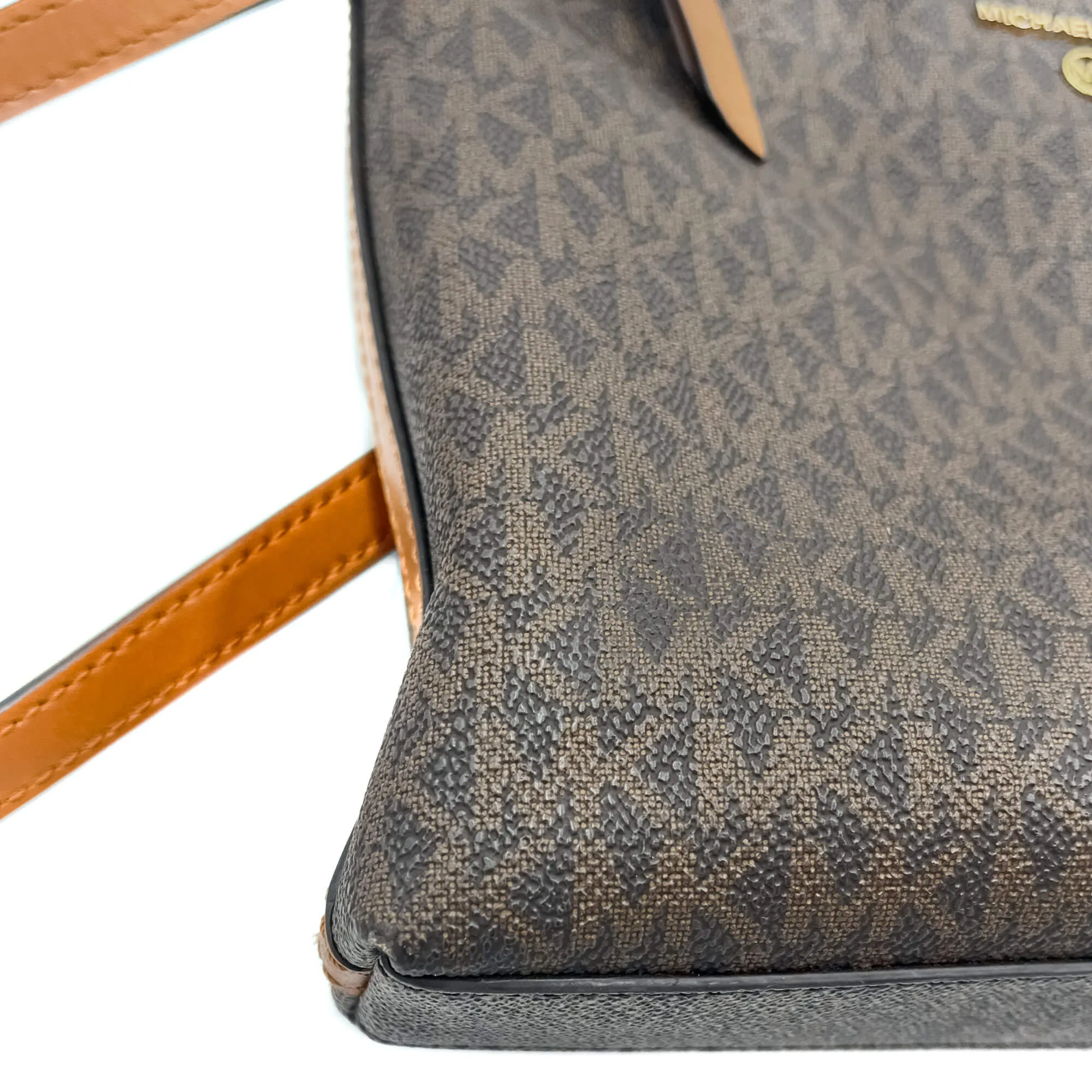 Jet Set Charm Brown Canvas Bag