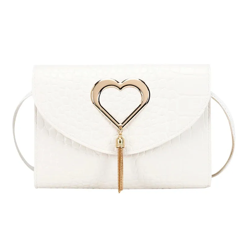 Korean Version Single Shoulder Crossbody Bag Of women's Love Metal Tassel Fashionable And Versatile Party Work Small Square Bags