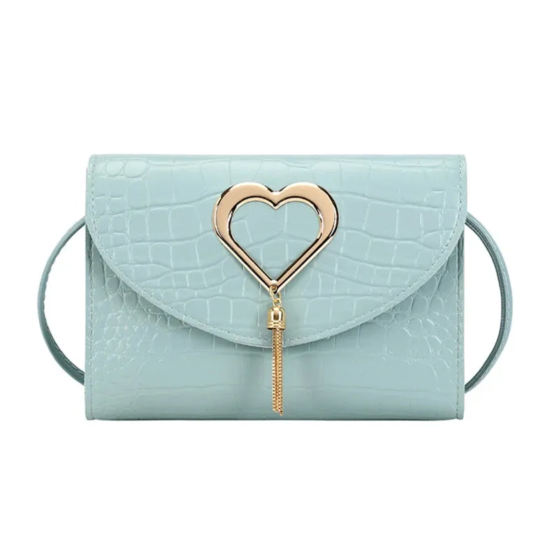Korean Version Single Shoulder Crossbody Bag Of women's Love Metal Tassel Fashionable And Versatile Party Work Small Square Bags