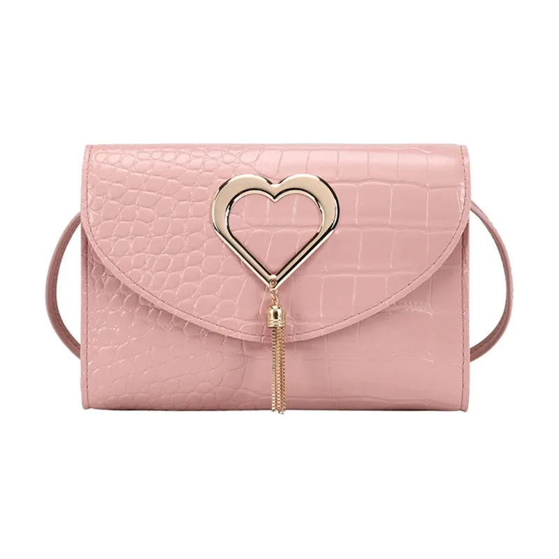 Korean Version Single Shoulder Crossbody Bag Of women's Love Metal Tassel Fashionable And Versatile Party Work Small Square Bags
