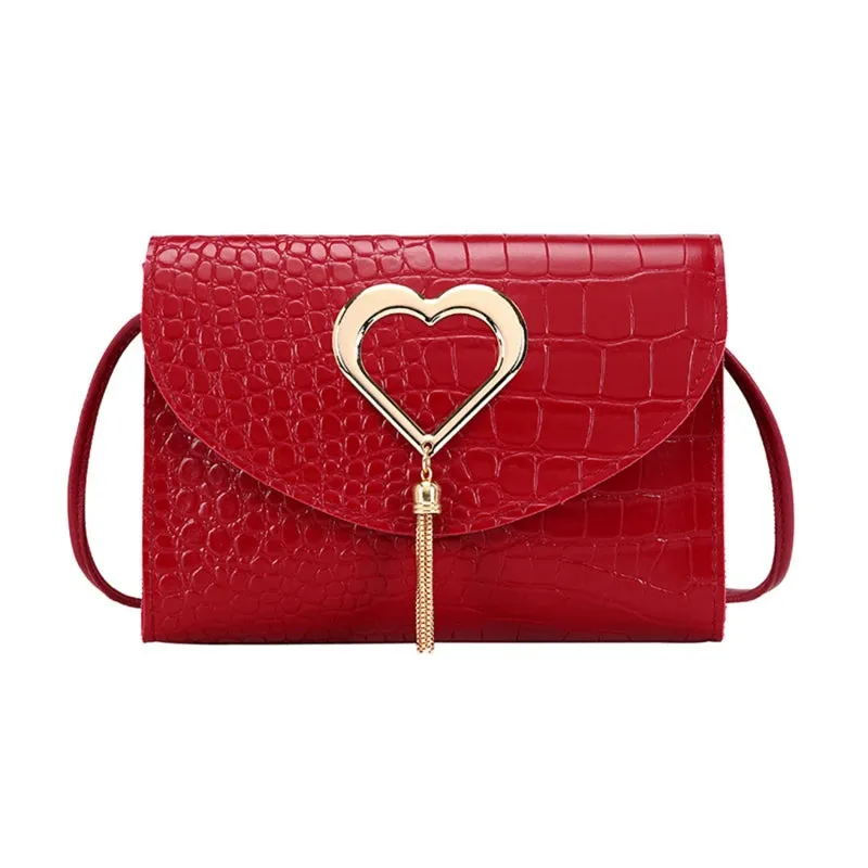 Korean Version Single Shoulder Crossbody Bag Of women's Love Metal Tassel Fashionable And Versatile Party Work Small Square Bags