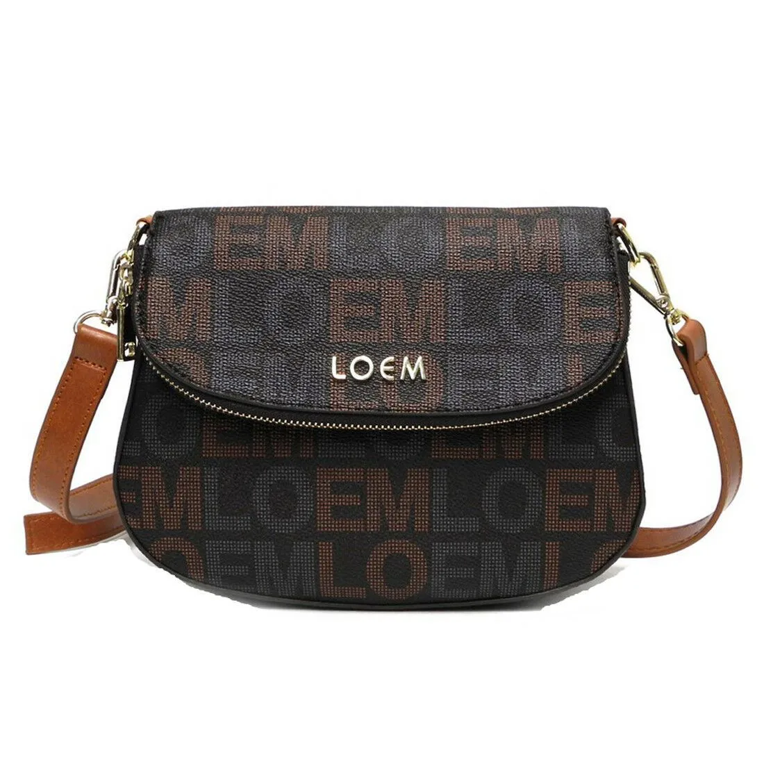 LOEM brown crossbody shoulder wallet Bag set messenger handbag signature flap