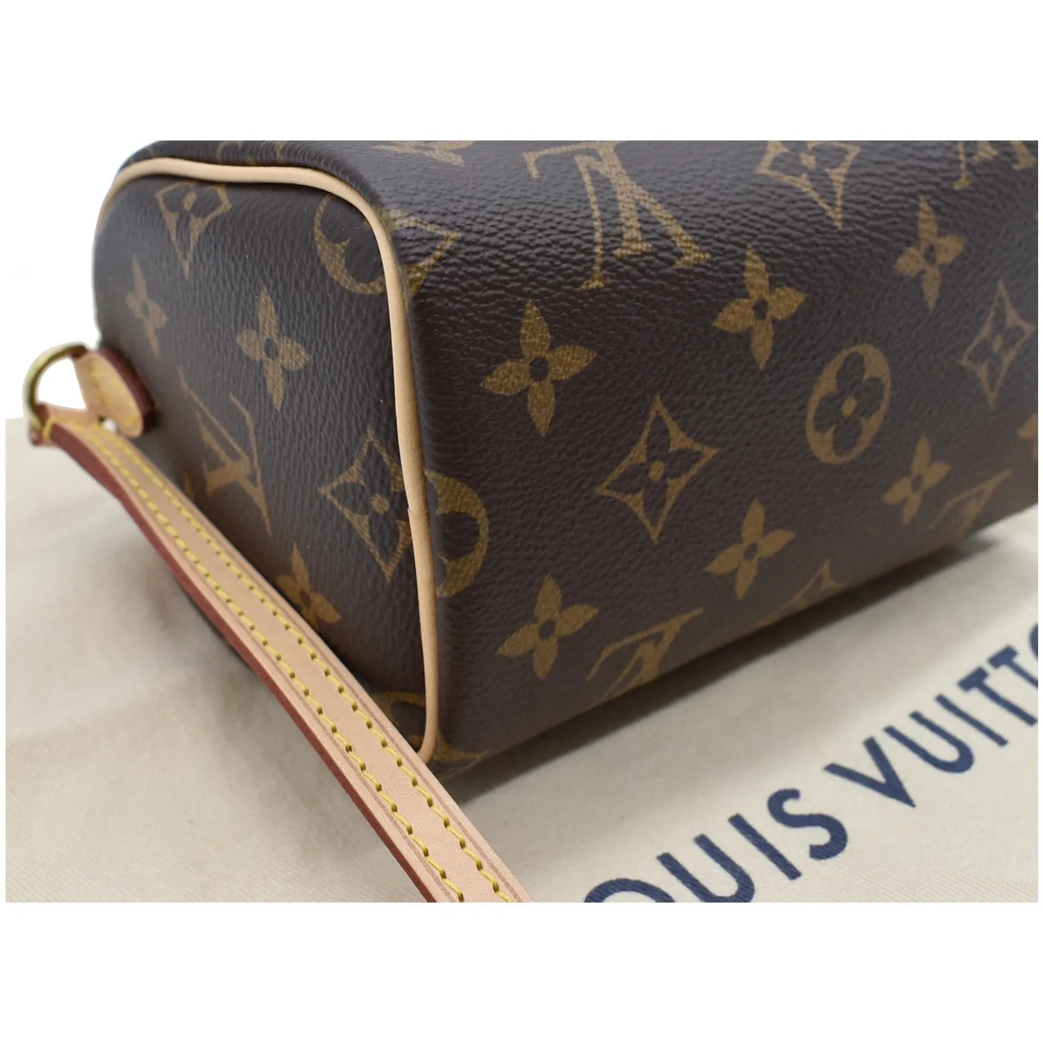 LOUIS VUITTON Nano Speedy Monogram Canvas Crossbody Bag Brown