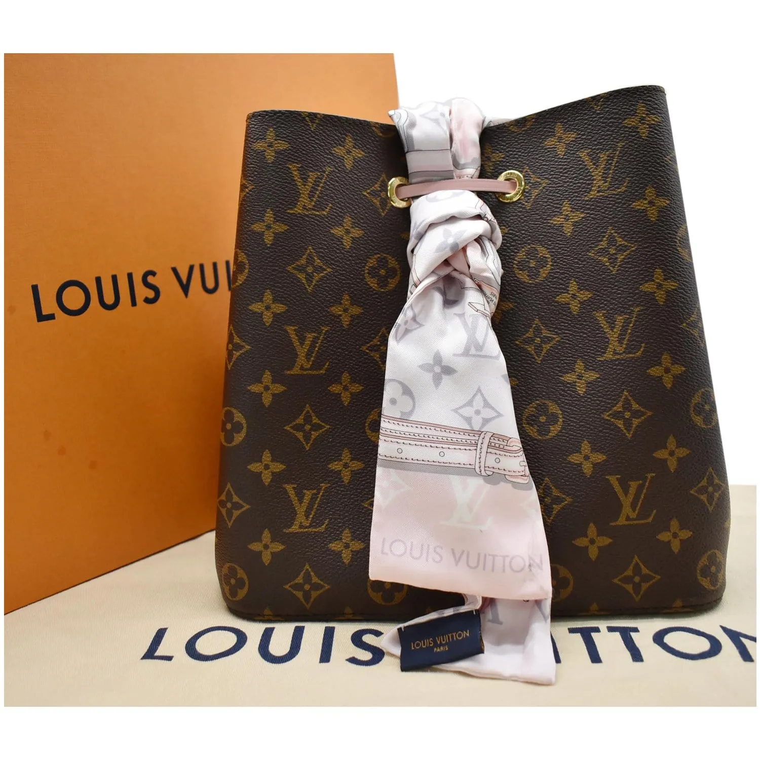 LOUIS VUITTON Neonoe MM Damier Ebene Crossbody Bag Rose Poudre