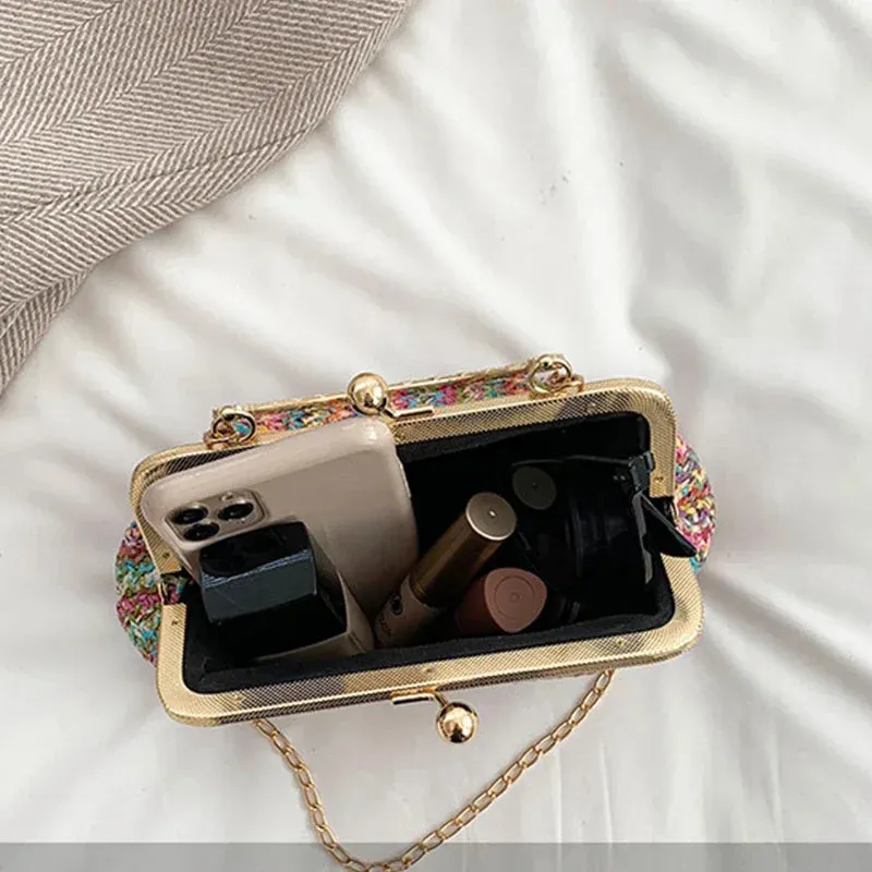 Luxury Design Small Shopper Totes Straw Woven Beach Bag Summer Travel Clutch Purse And Handbag For Women Crossbody Shoulder Bags